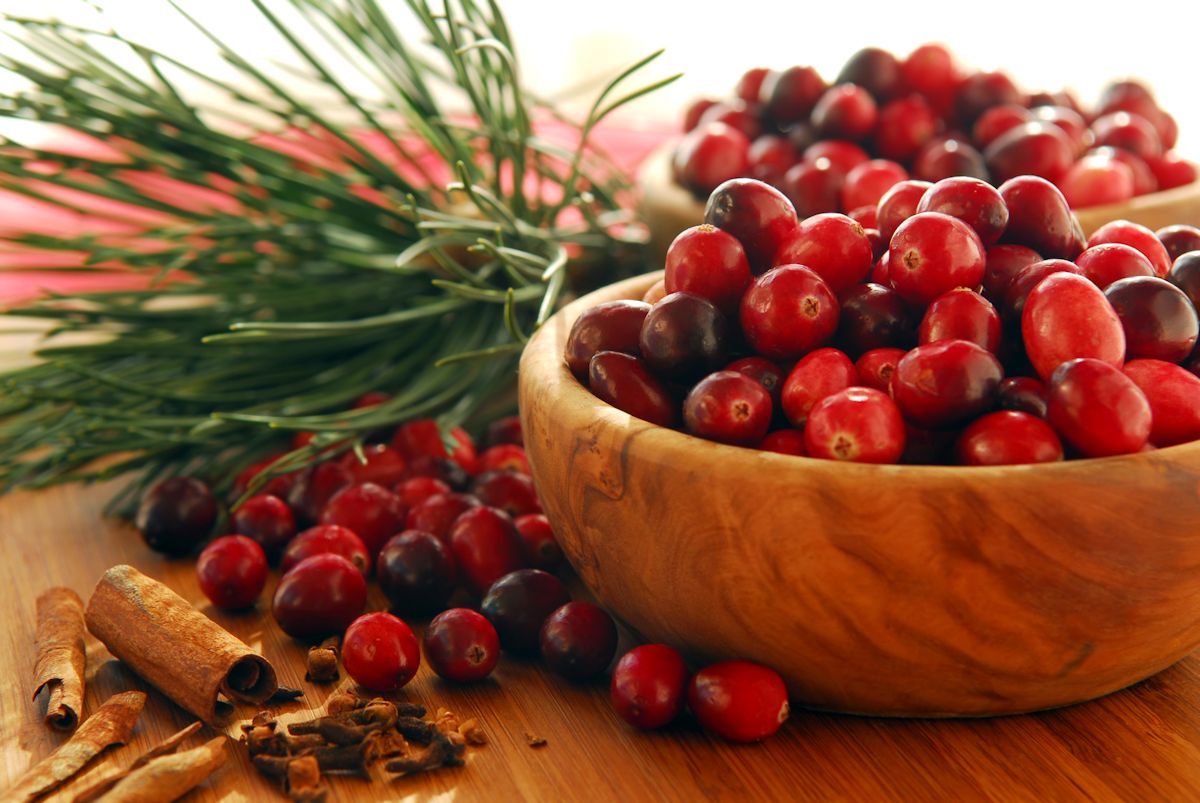 Cranberries in bowls