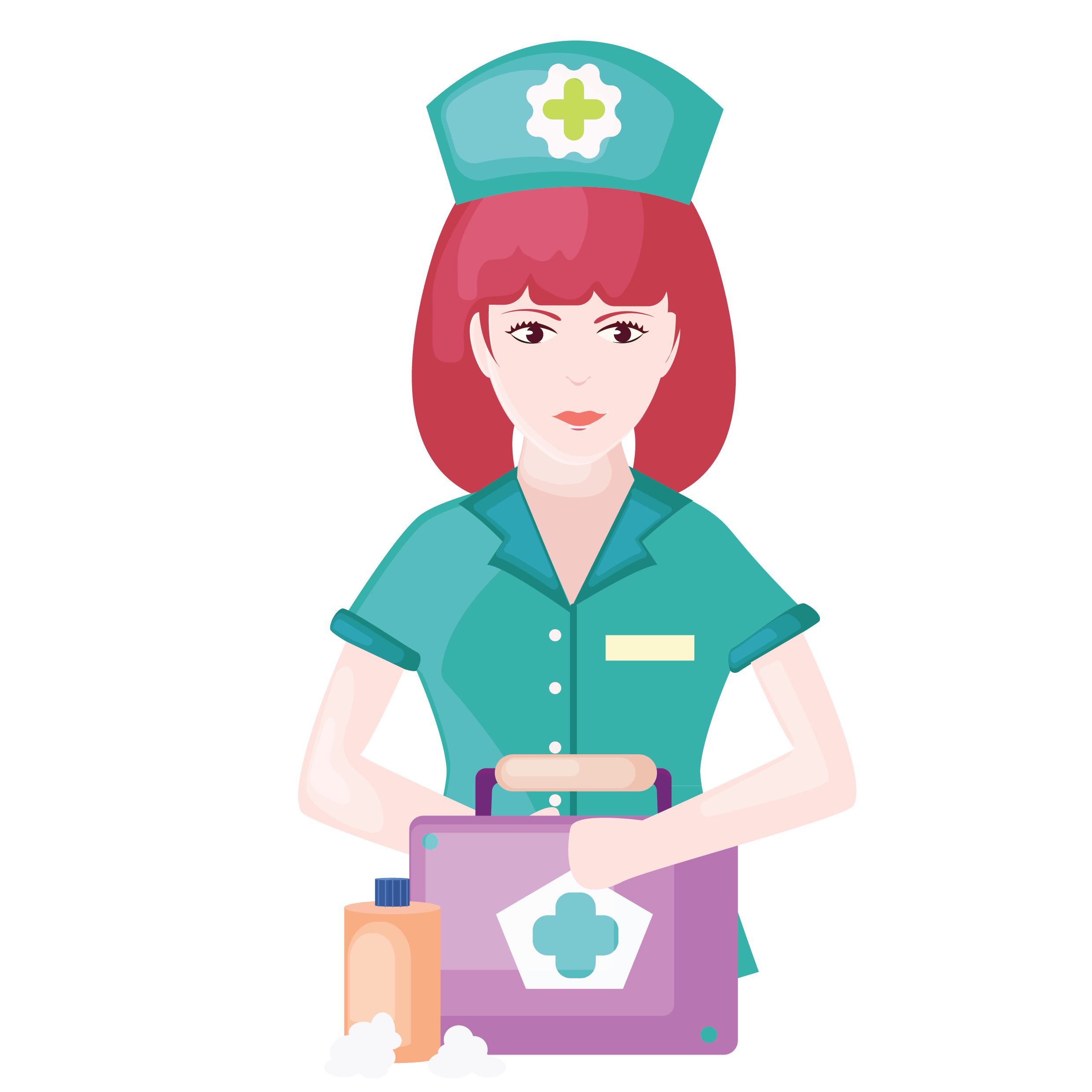 Nurse with first aid kit Vector