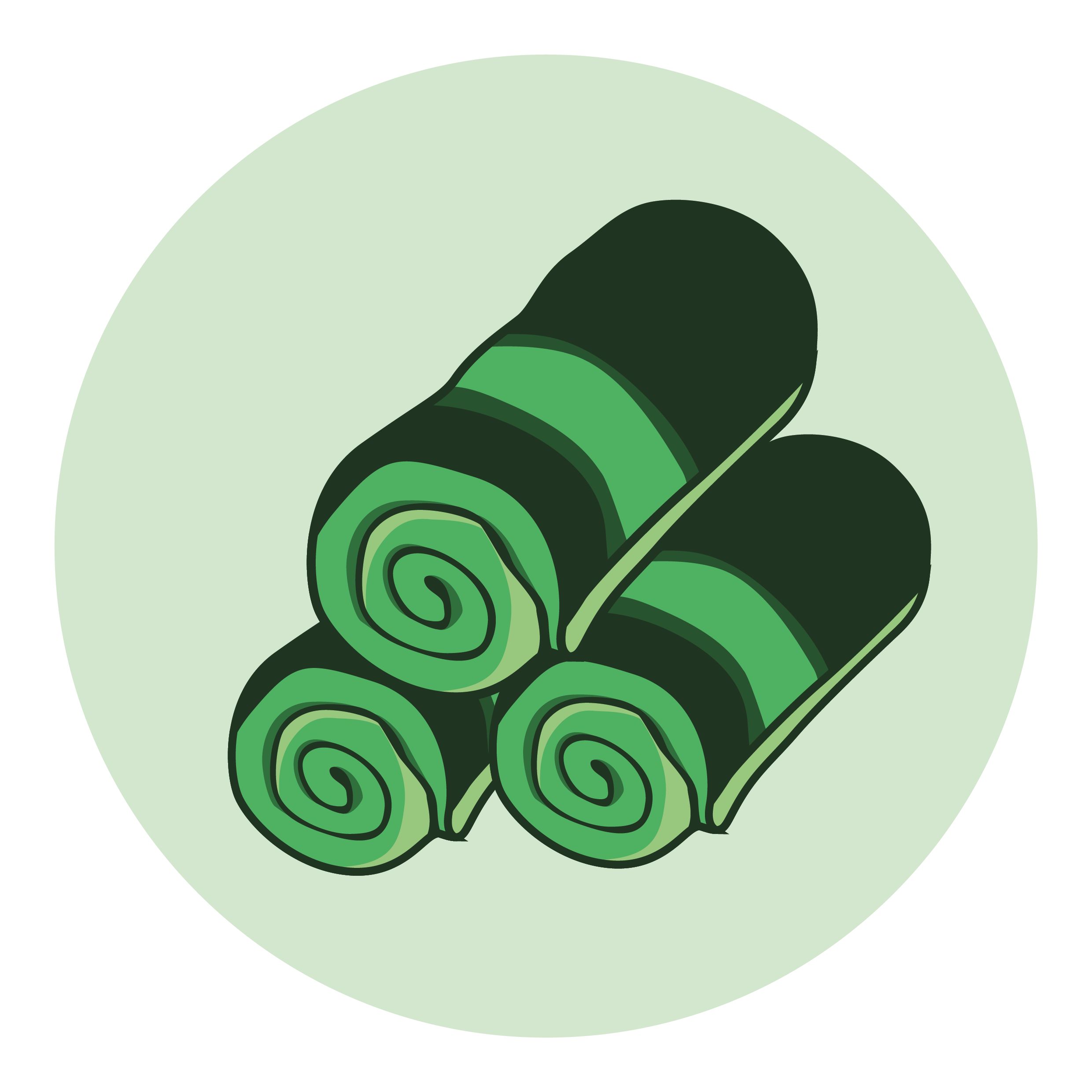 Vector Illustration Rolled Green Towels